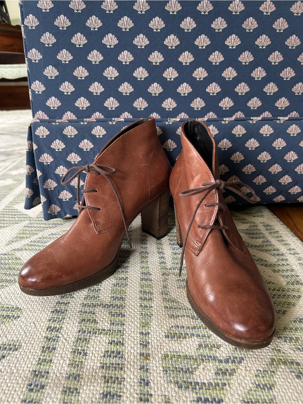 Paul Green Chestnut Lace-Up Block Heel Booties